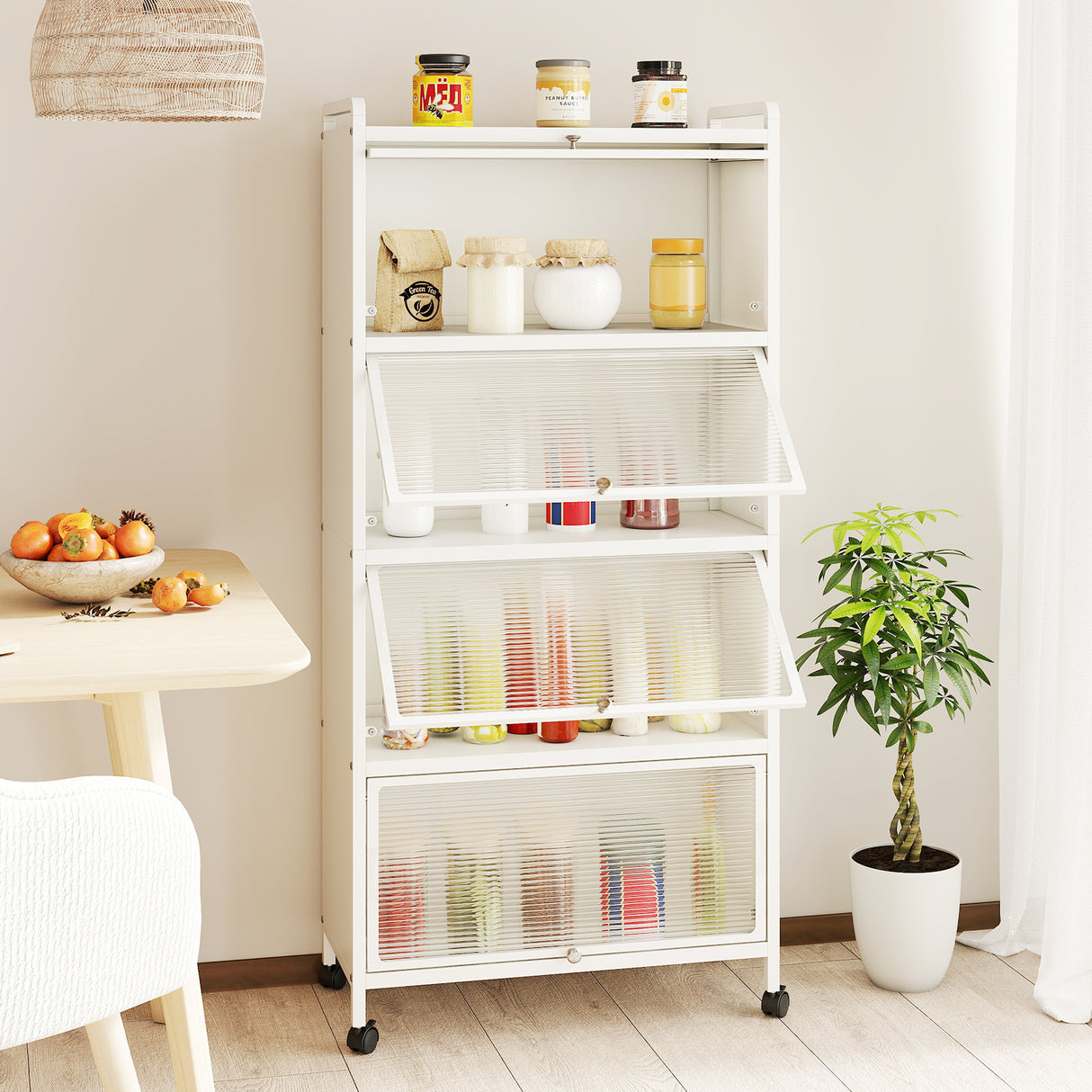 5-Tier Kitchen Pantry Storage Cabinet with Flip-Up Doors