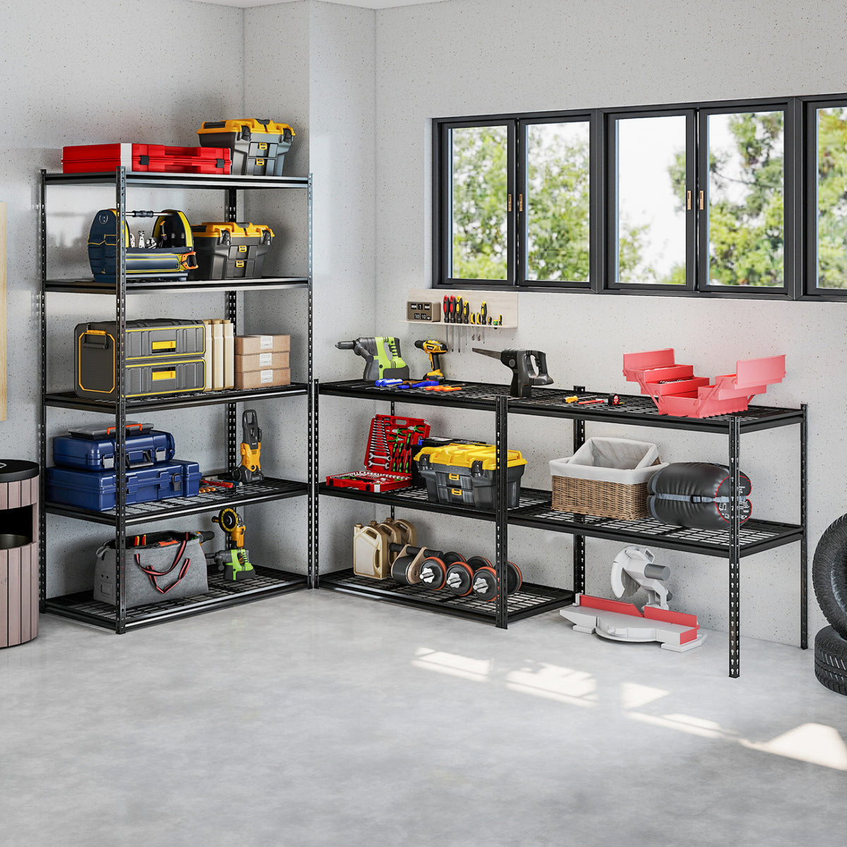 5-Tier Metal Shelving Unit 2000 lbs Capacity with Adjustable Wire Racks Set of 1/2/3/4