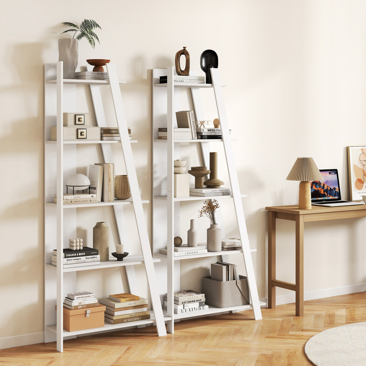 5-Tier Modern Bookshelf Narrow Vertical Display Shelf for Small Space