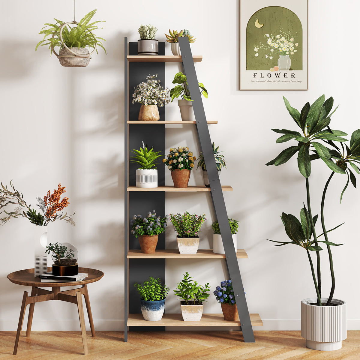 5-Tier Modern Bookshelf Narrow Vertical Display Shelf for Small Space