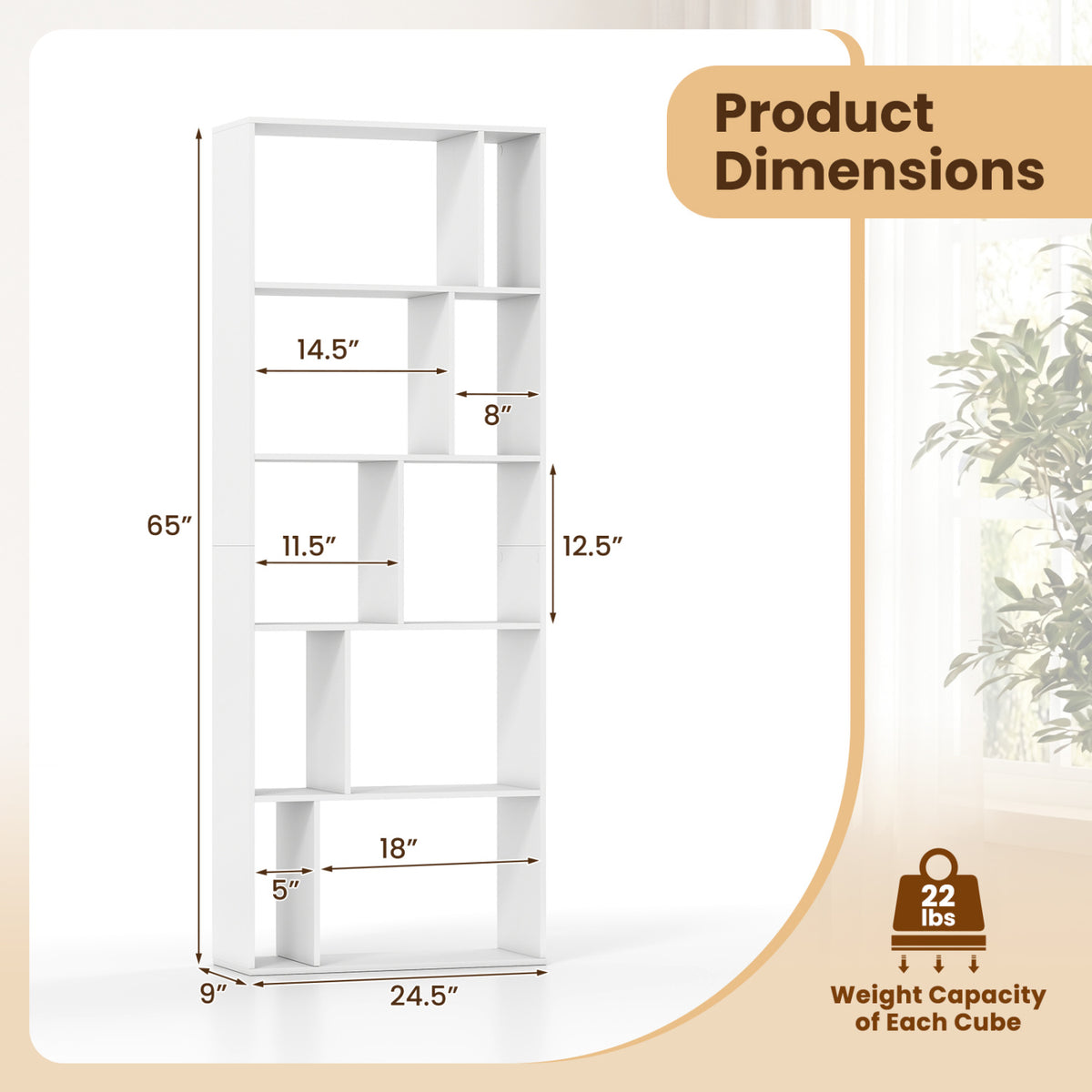 5-Tier Modern Bookshelf with Open Back and 2 Anti-Tipping Kits