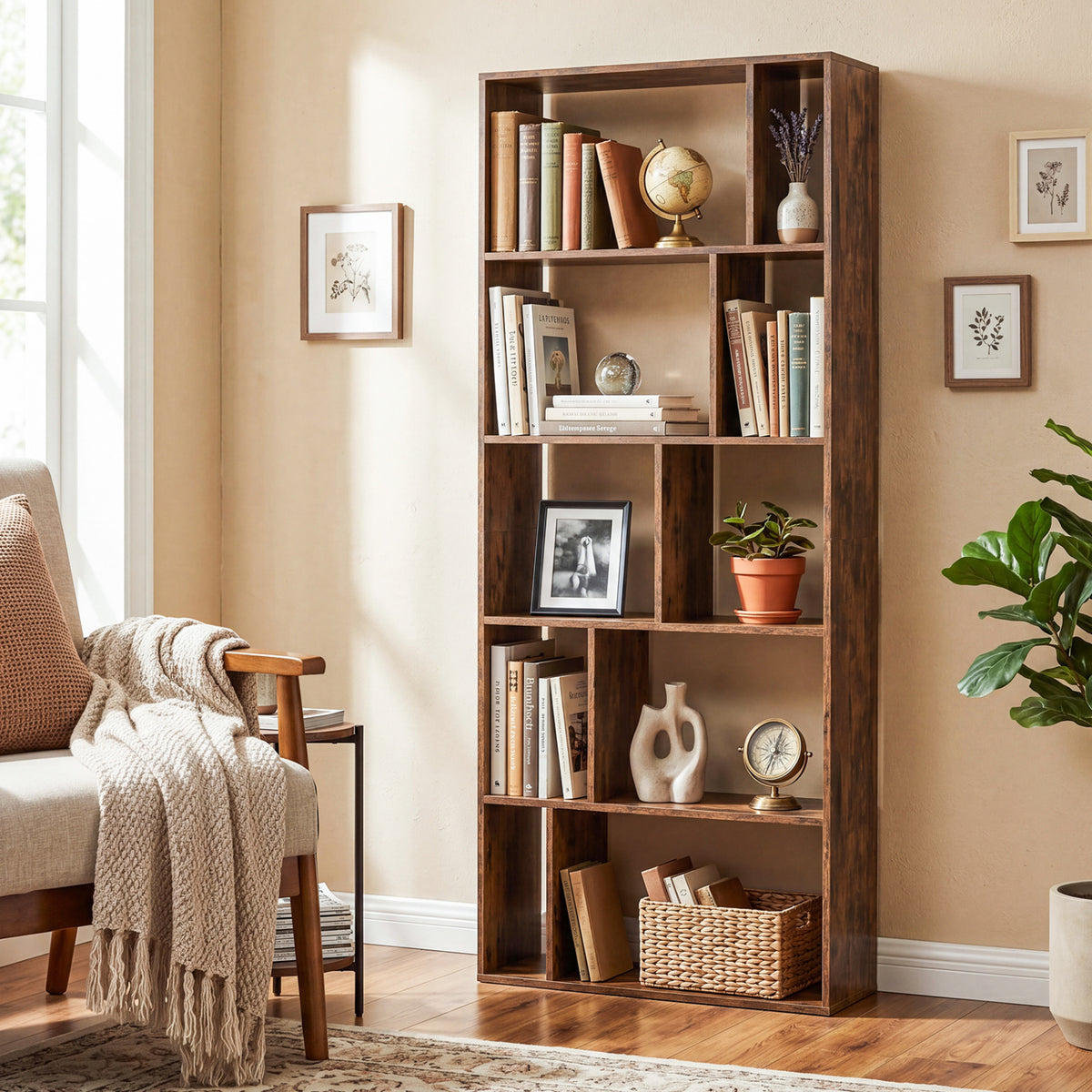 5-Tier Modern Bookshelf with Open Back and 2 Anti-Tipping Kits