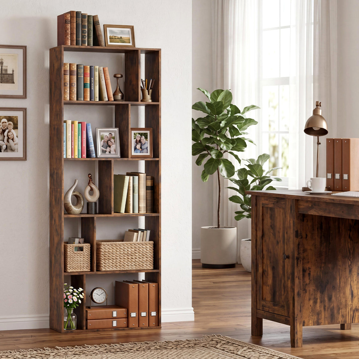 5-Tier Modern Bookshelf with Open Back and 2 Anti-Tipping Kits