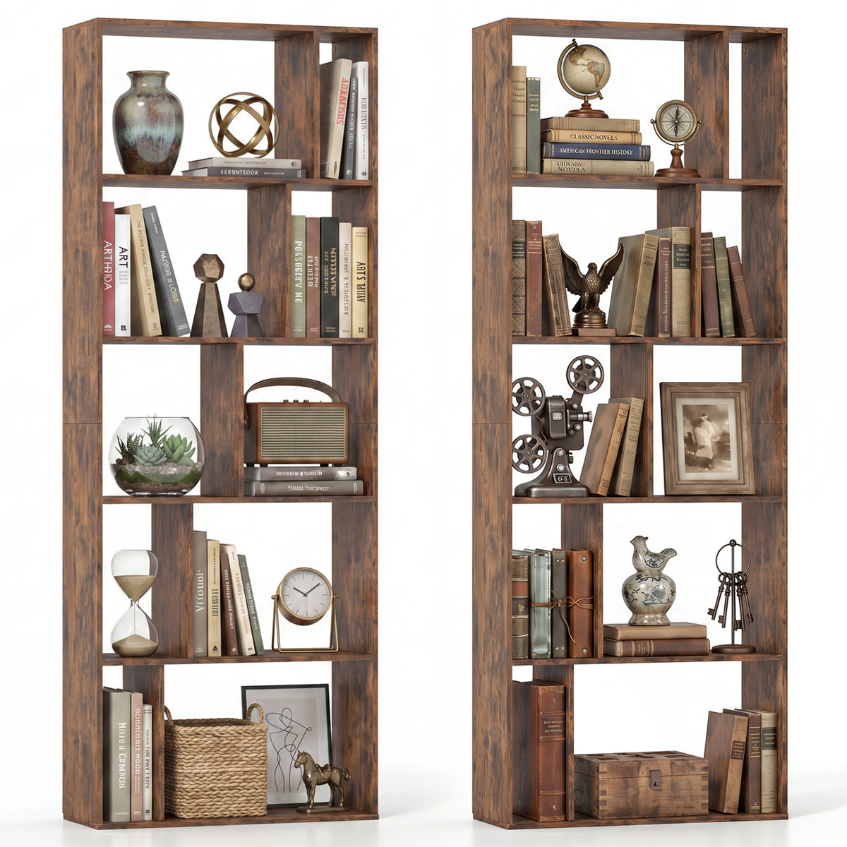 5-Tier Modern Bookshelf with Open Back and 2 Anti-Tipping Kits