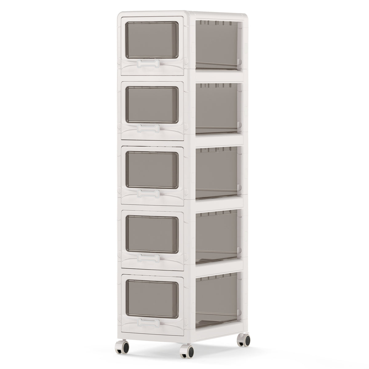 4-Tier/5-Tier/3-Tier Plastic Drawer Storage Organizer Rolling Cart with 3/4/5 Drawers and Lockable Wheels