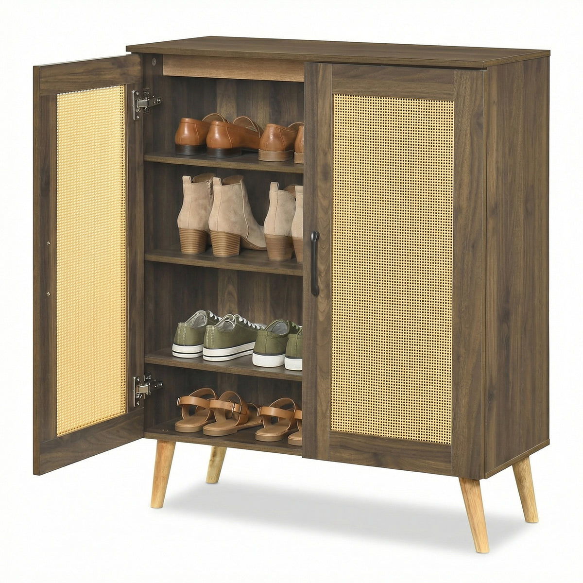 5-Tier Rattan Shoe Cabinet with 3 Removable Shelves