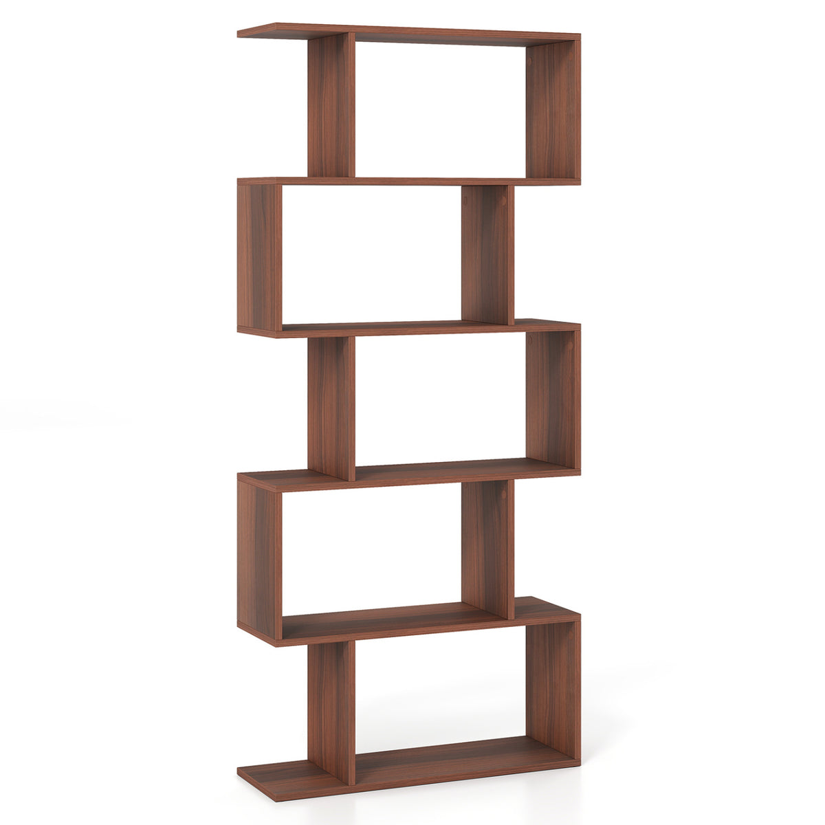 5-Tier S-Shaped Bookshelf with Anti-Tip Kit for Living Room Home Office