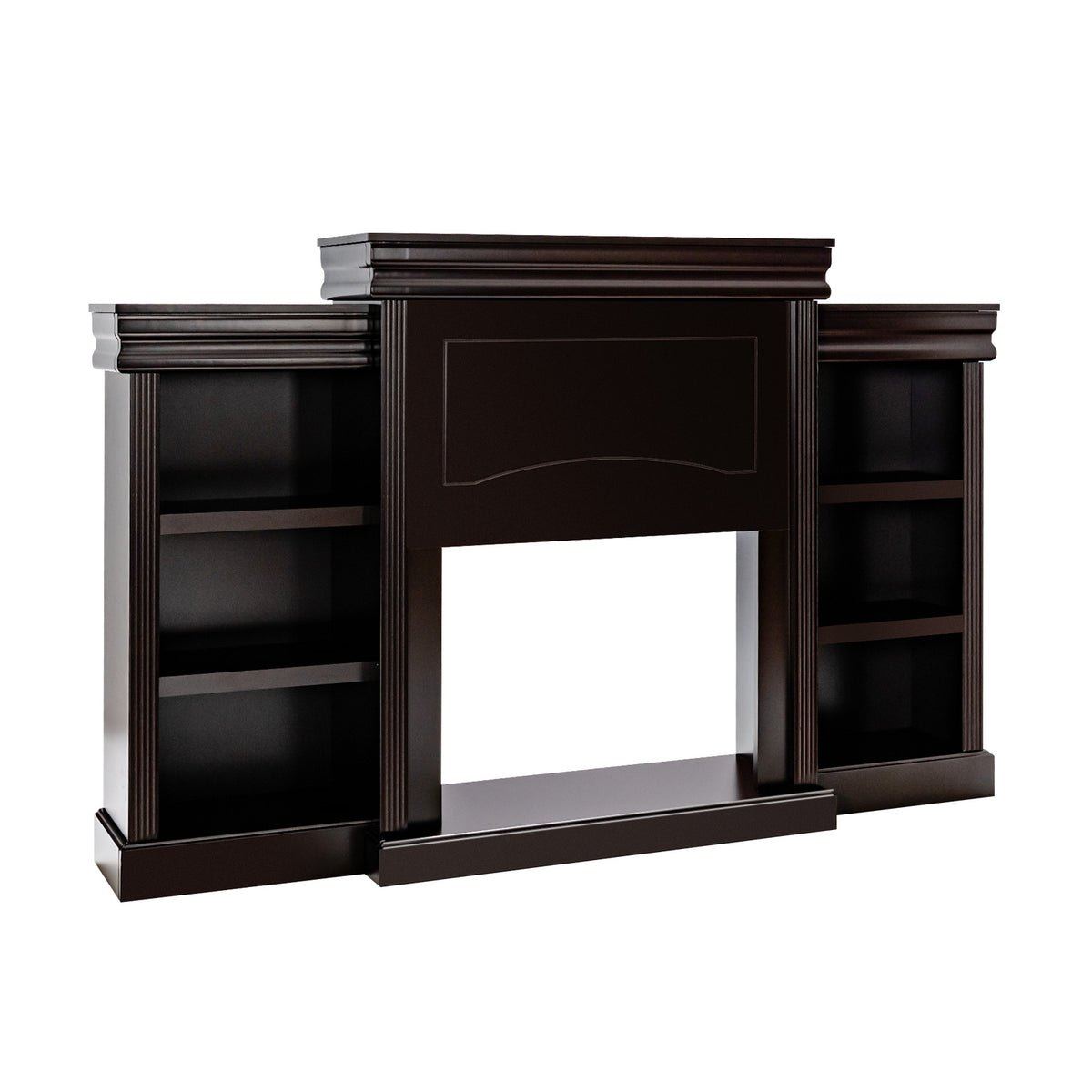 5-in-1 Complete Dining Room Set: Extendable Table 4 Chairs Electric Fireplace Media Console & Bamboo Sideboard