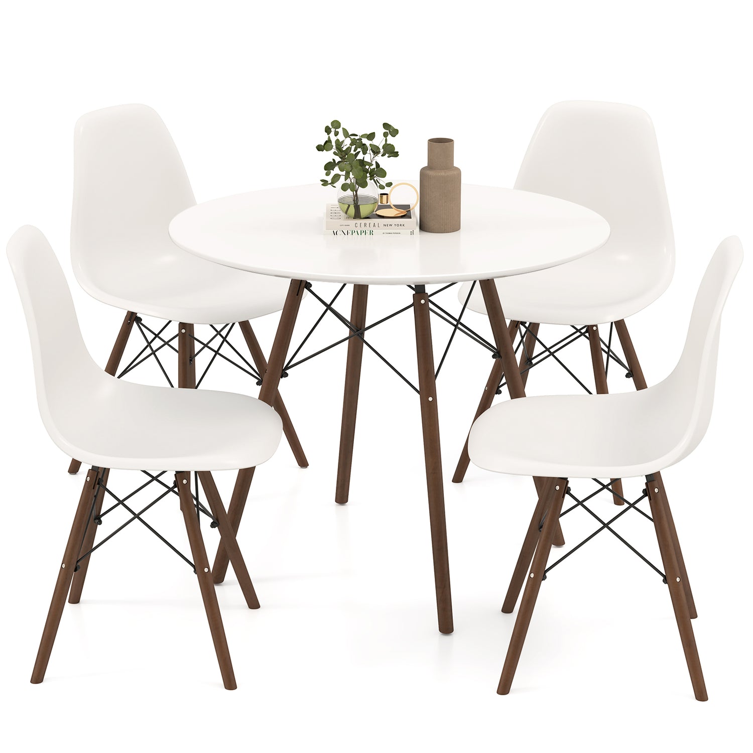 5 Pieces Table Set With Solid Wood Leg For Dining Room