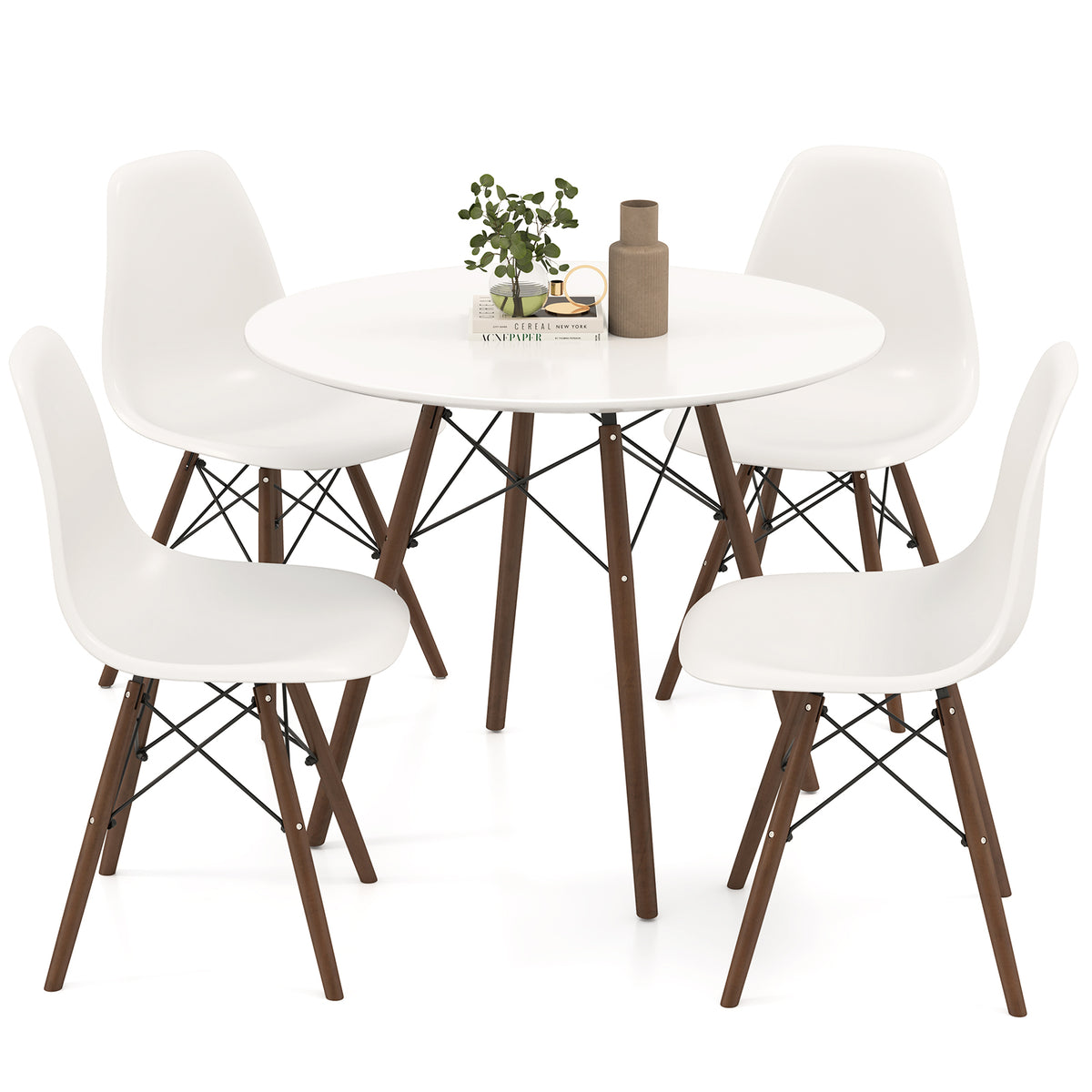 5 Pieces Table Set With Solid Wood Leg For Dining Room