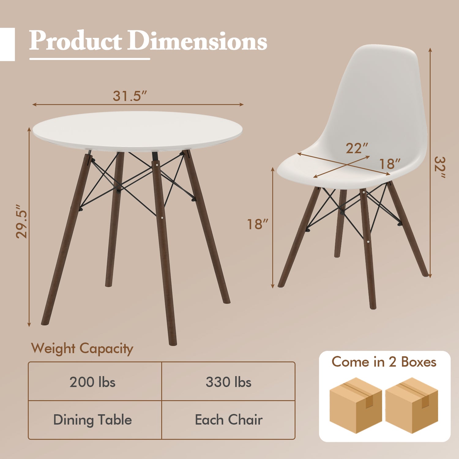 5 Pieces Table Set With Solid Wood Leg For Dining Room