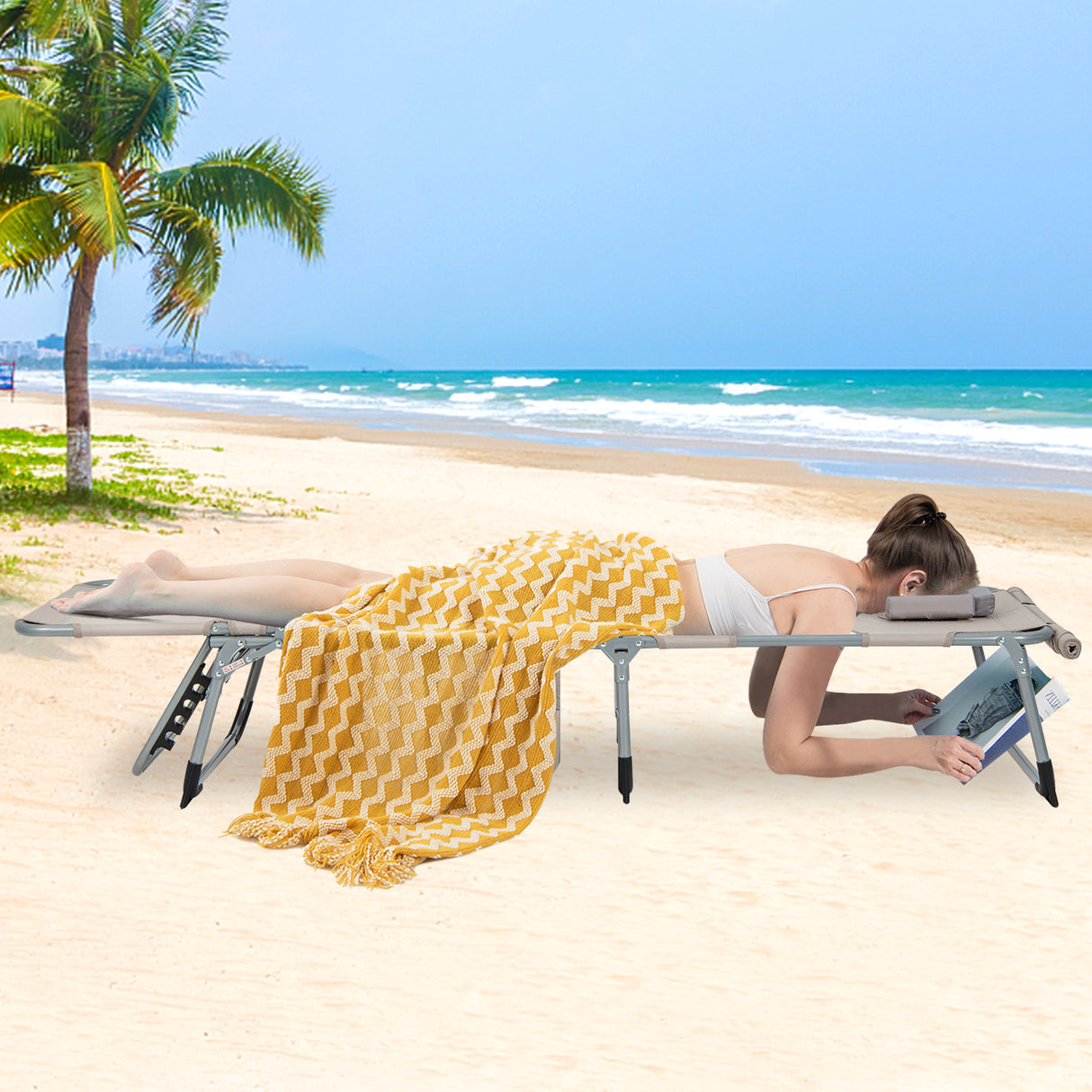 5-position Outdoor Folding Chaise Lounge Chair