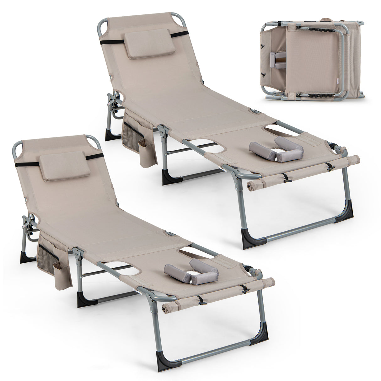 5-position Outdoor Folding Chaise Lounge Chair