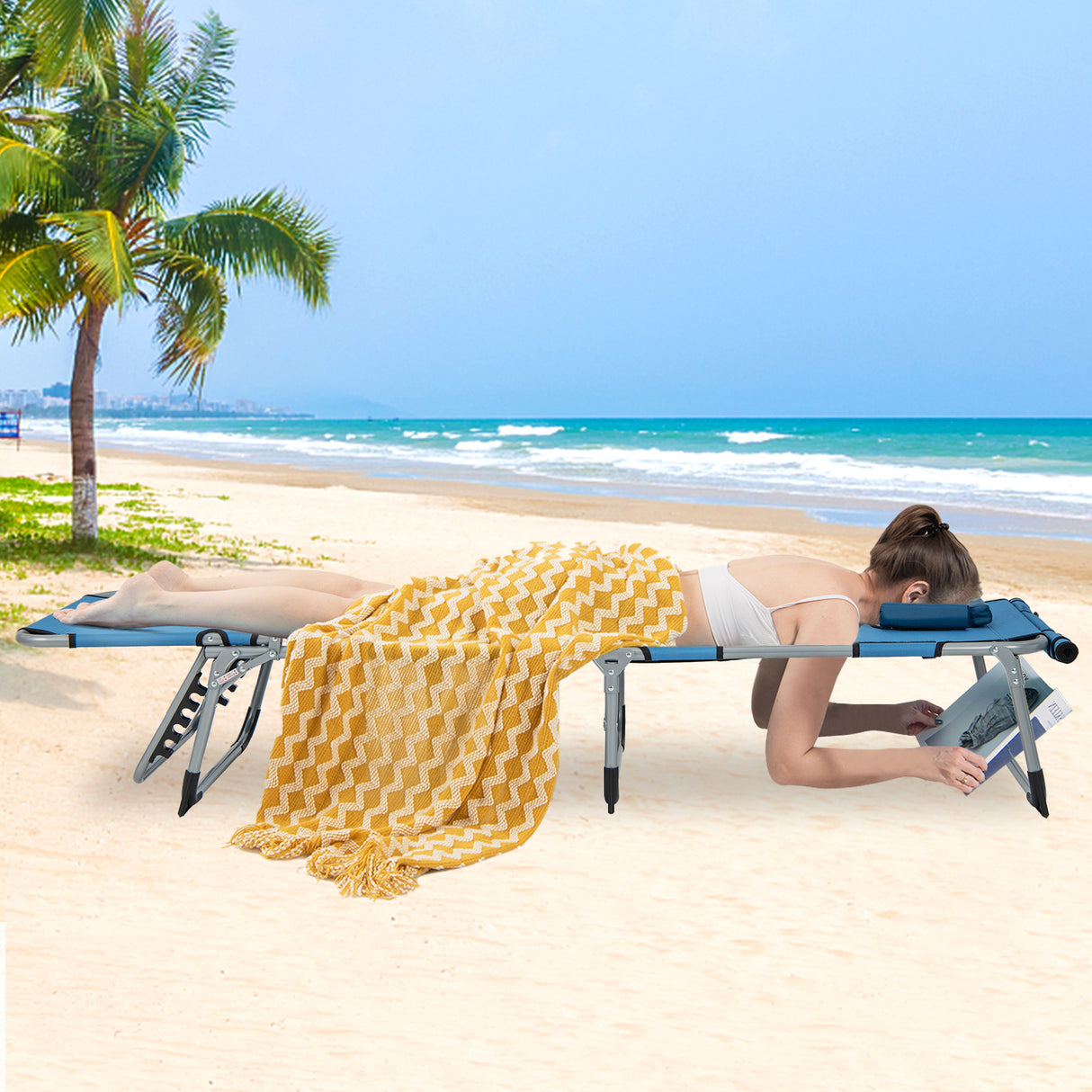 5-position Outdoor Folding Chaise Lounge Chair