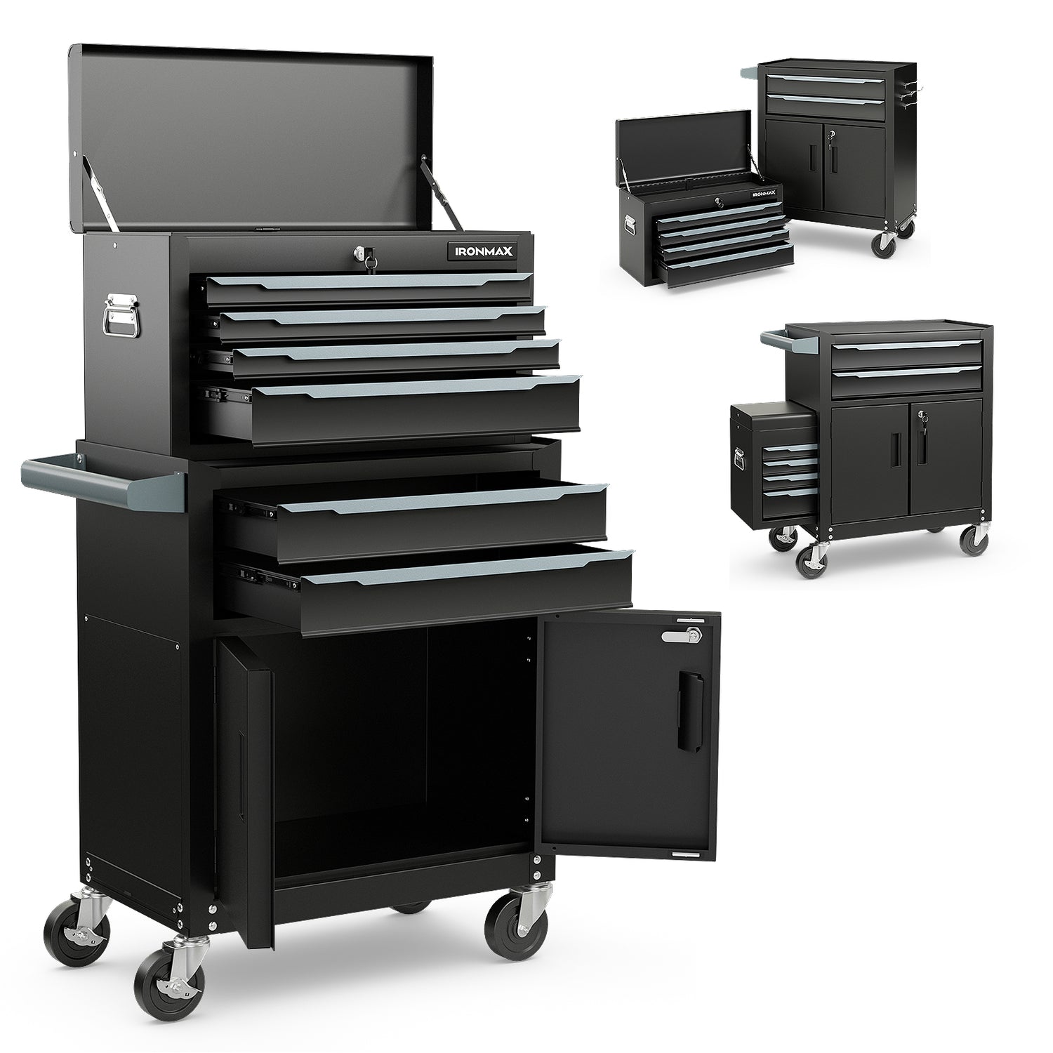 6-Drawer Rolling Tool Storage Chest Cabinet with Universal Wheels and Hooks