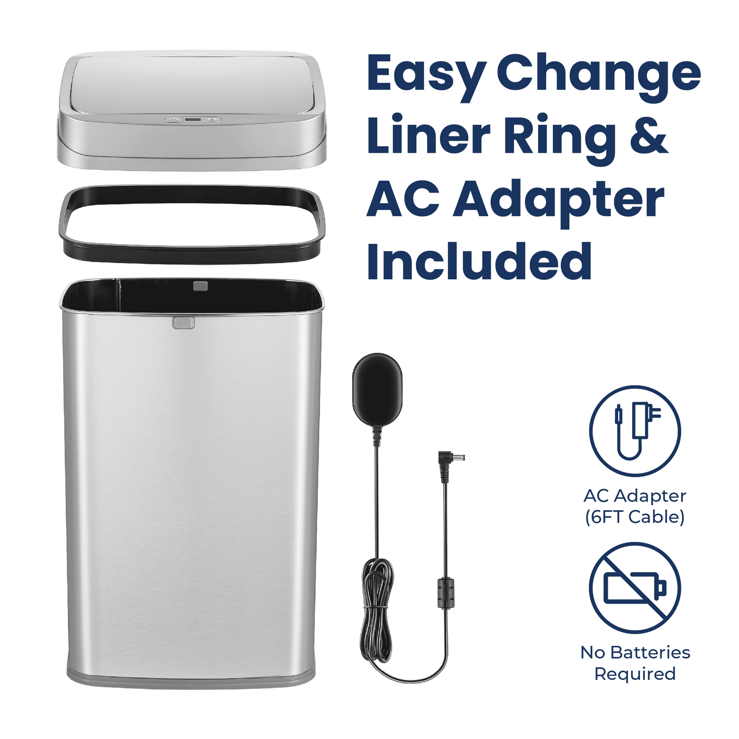 13 Gallon | Nova Series UV Odor Neutralizing Smart Trash Can | ONT-50-81
