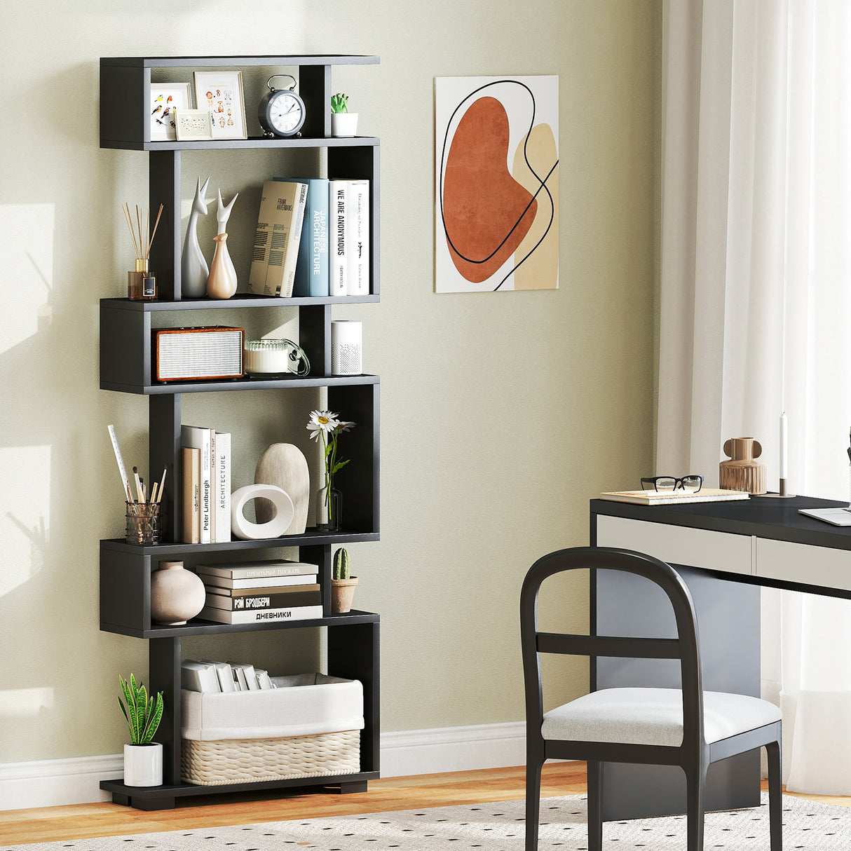6-Tier Bookcase with Anti-Tipping Kit