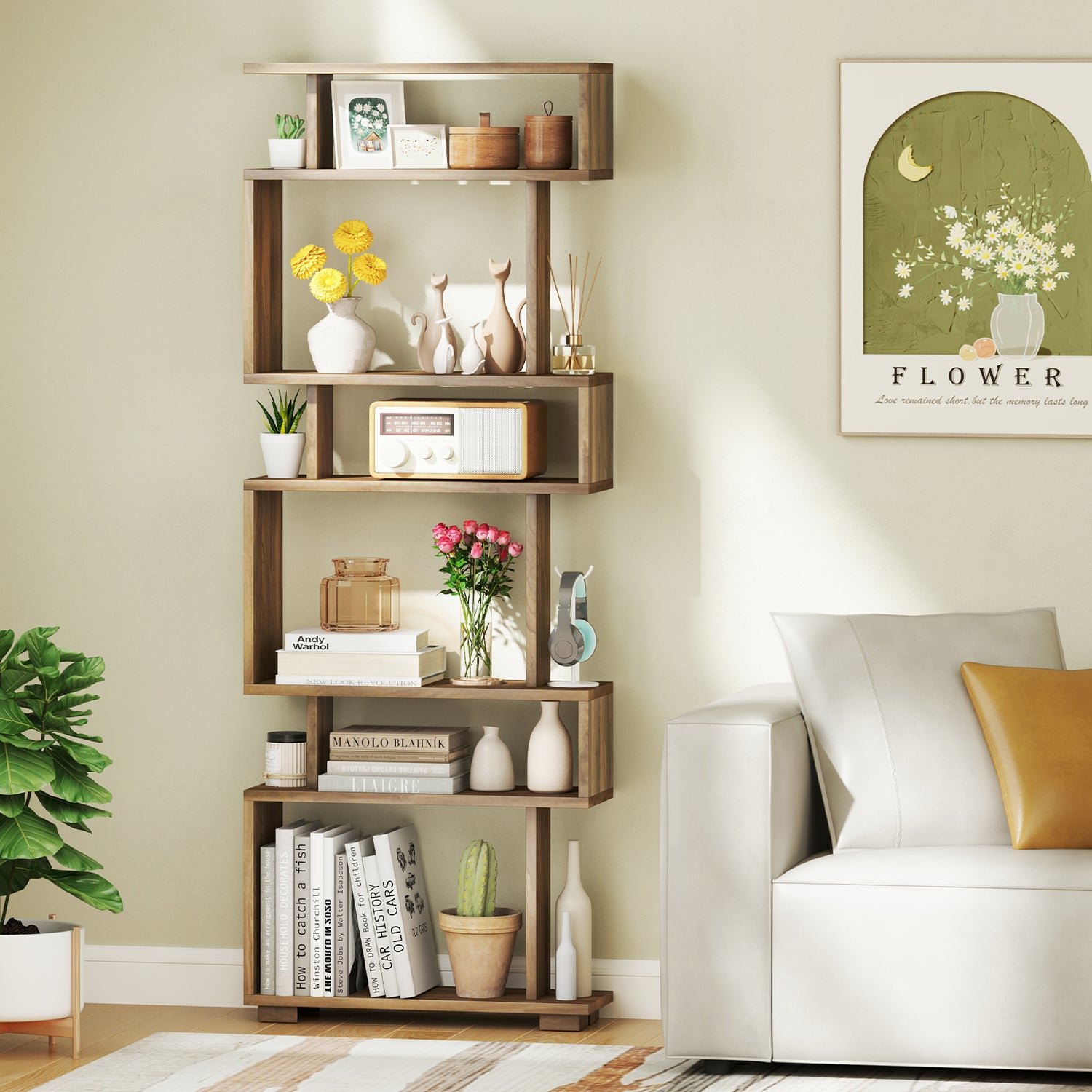 6-Tier Bookcase with Anti-Tipping Kit