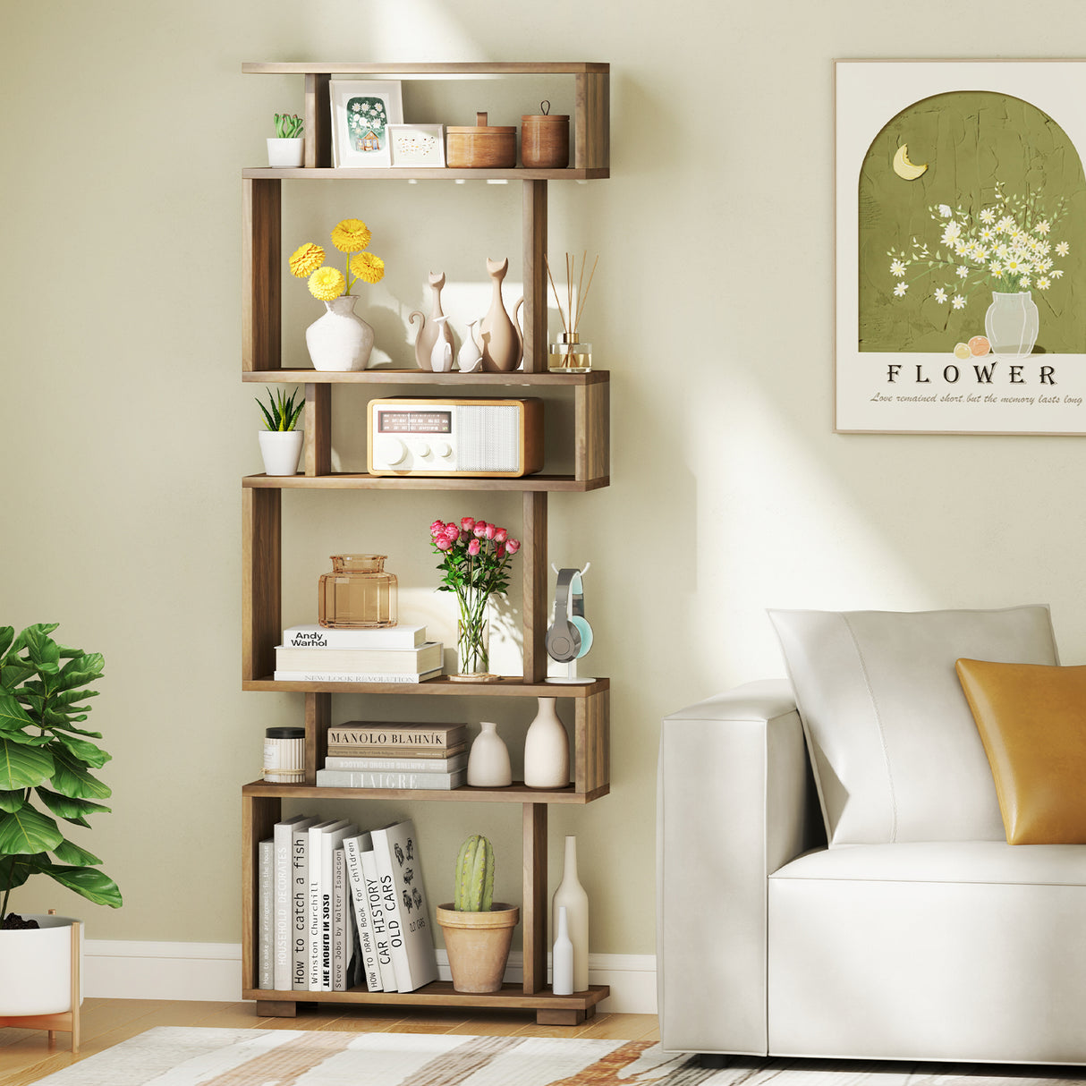 6-Tier Bookcase with Anti-Tipping Kit