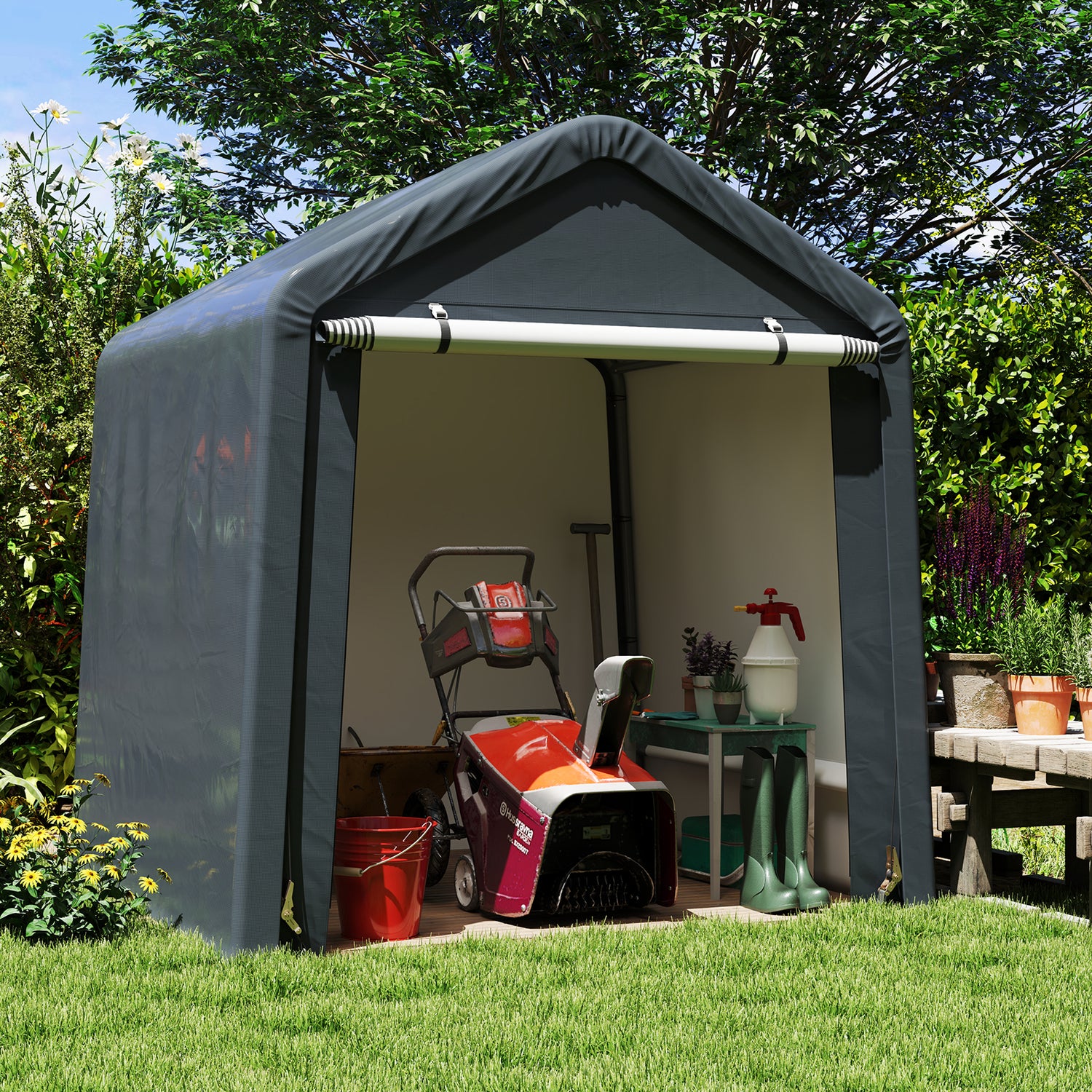 6 x 6.5/8 x 6.5 Feet Portable Motorcycle Outdoor Storage Shelter
