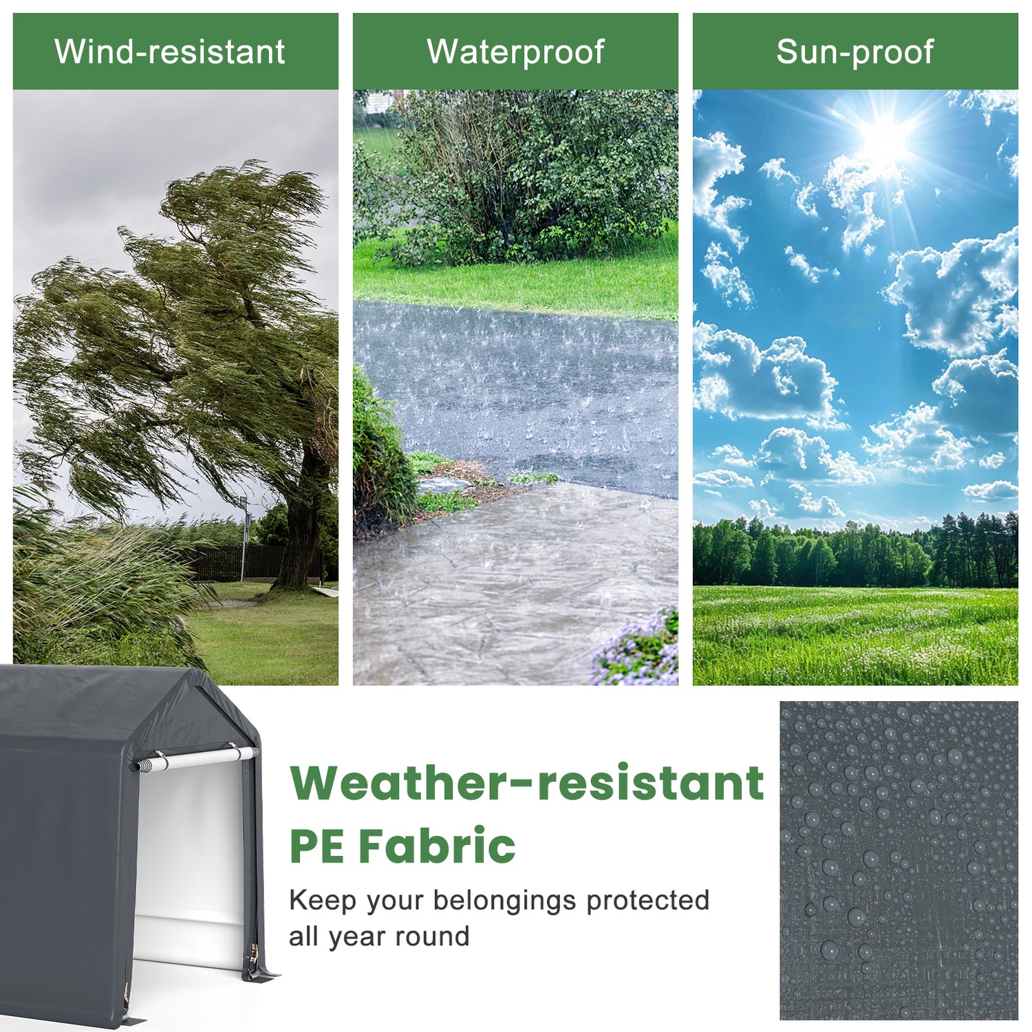 6 x 6.5/8 x 6.5 Feet Portable Motorcycle Outdoor Storage Shelter