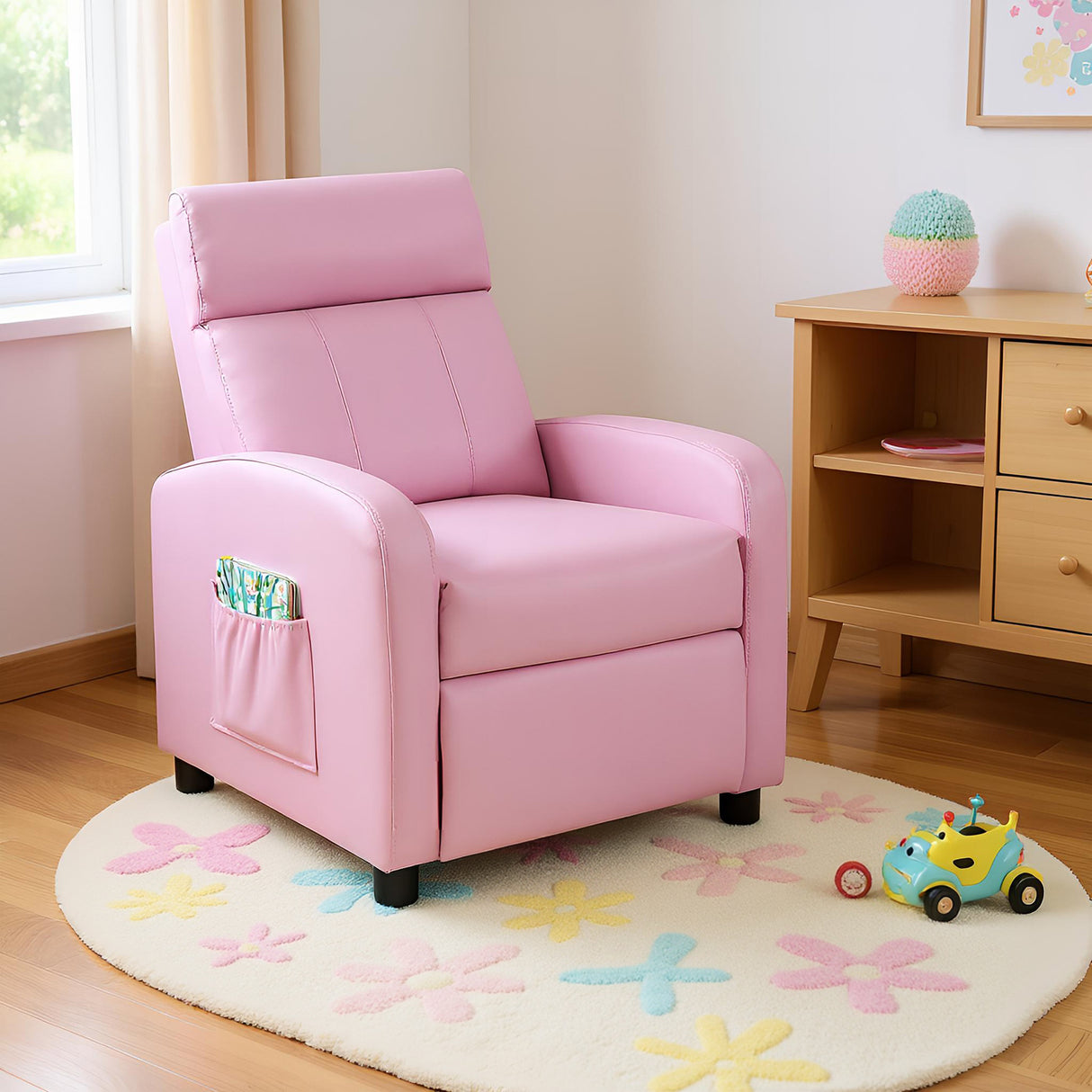Ergonomic PU Leather Kids Recliner Lounge Sofa for 3-12 Age Group