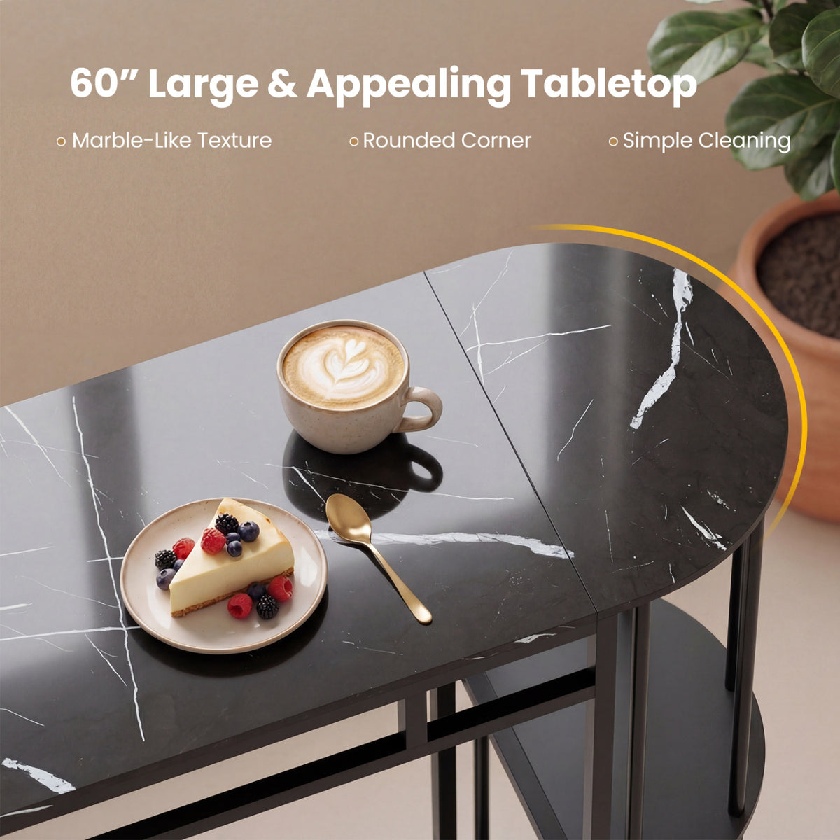Dining Table and 2 Upholstered Barstools with Faux Marble Tabletop