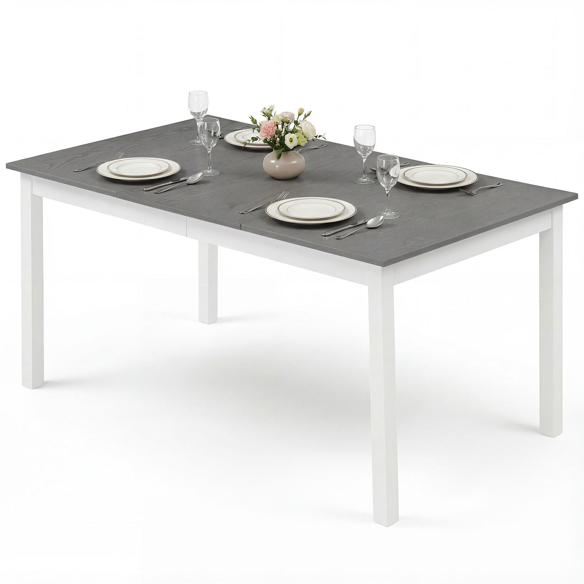 Rectangular Dinner Table with Solid Rubber Wood Legs