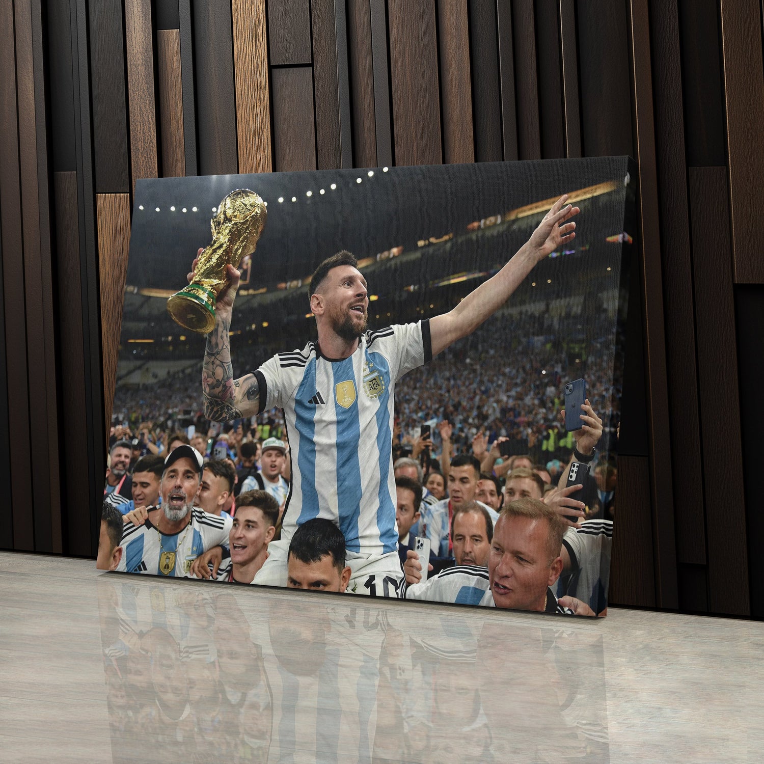 Lionel Messi World Cup Celebration Canvas Art - Soccer Wall Decor Poster