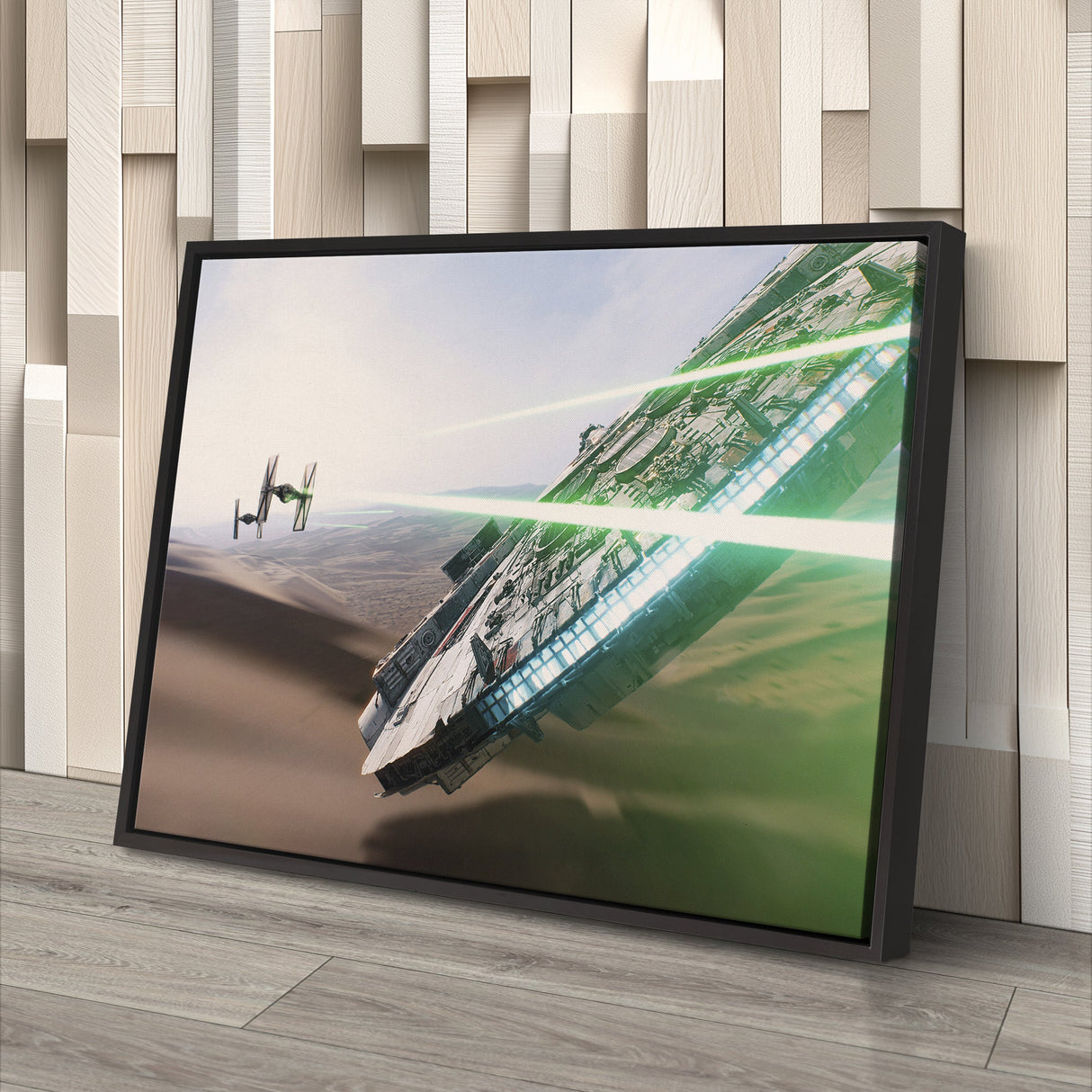 Star Wars Millennium Falcon Tie Fighter Canvas Art - The Force Awakens
