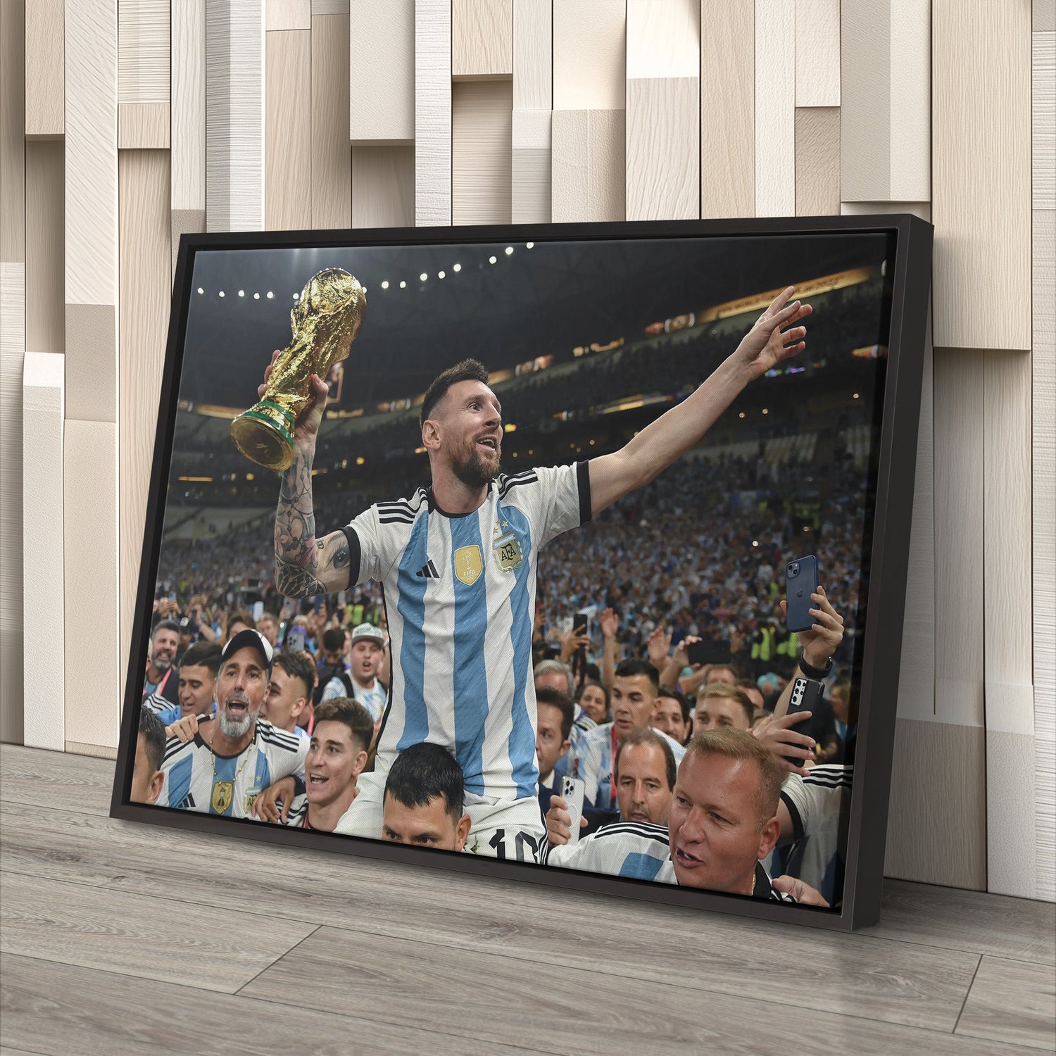 Lionel Messi World Cup Celebration Canvas Art - Soccer Wall Decor Poster