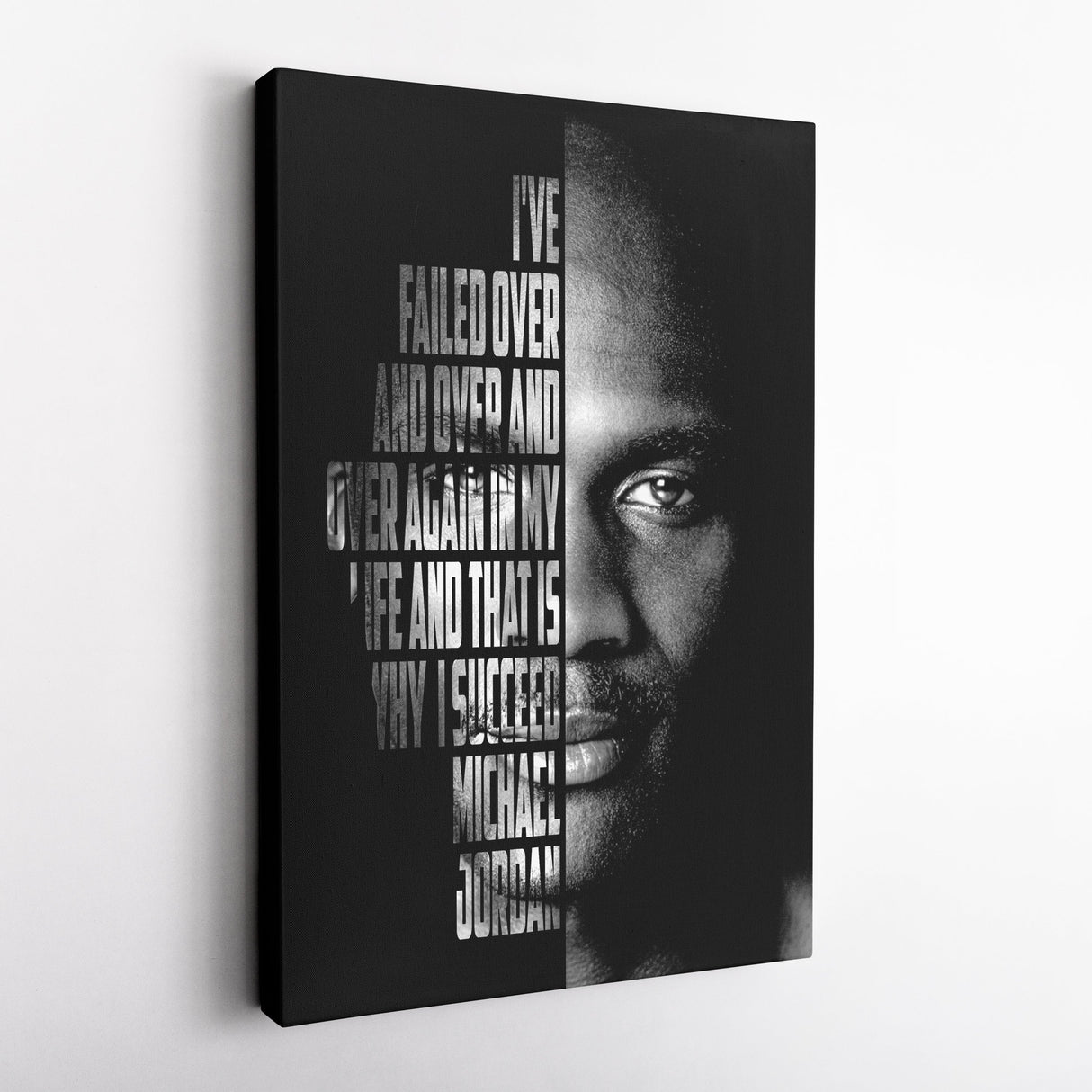 Michael Jordan Face Canvas Art - Motivational NBA Poster Wall Decor
