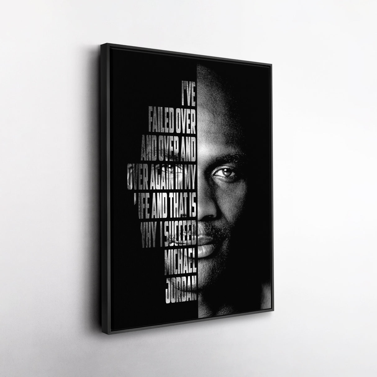 Michael Jordan Face Canvas Art - Motivational NBA Poster Wall Decor