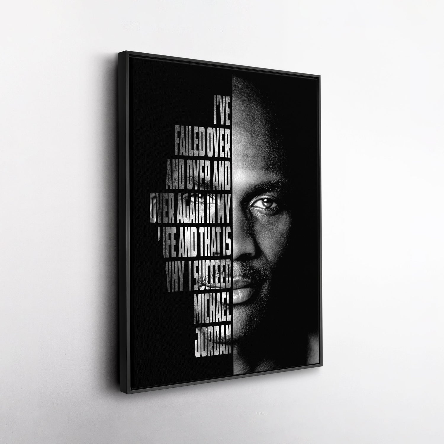 Michael Jordan Face Canvas Art - Motivational NBA Poster Wall Decor