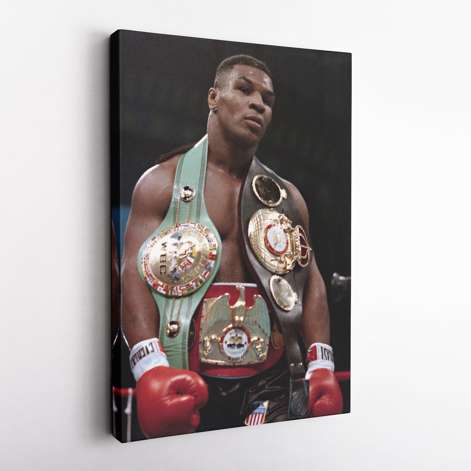 Mike Tyson Canvas – Boxing Champion with Belts Wall Art Home Decor