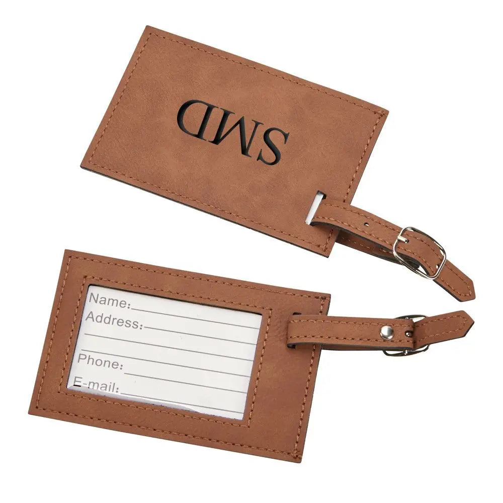 Leatherette Luggage Tag, Caramel 2.75" X 4.375"
