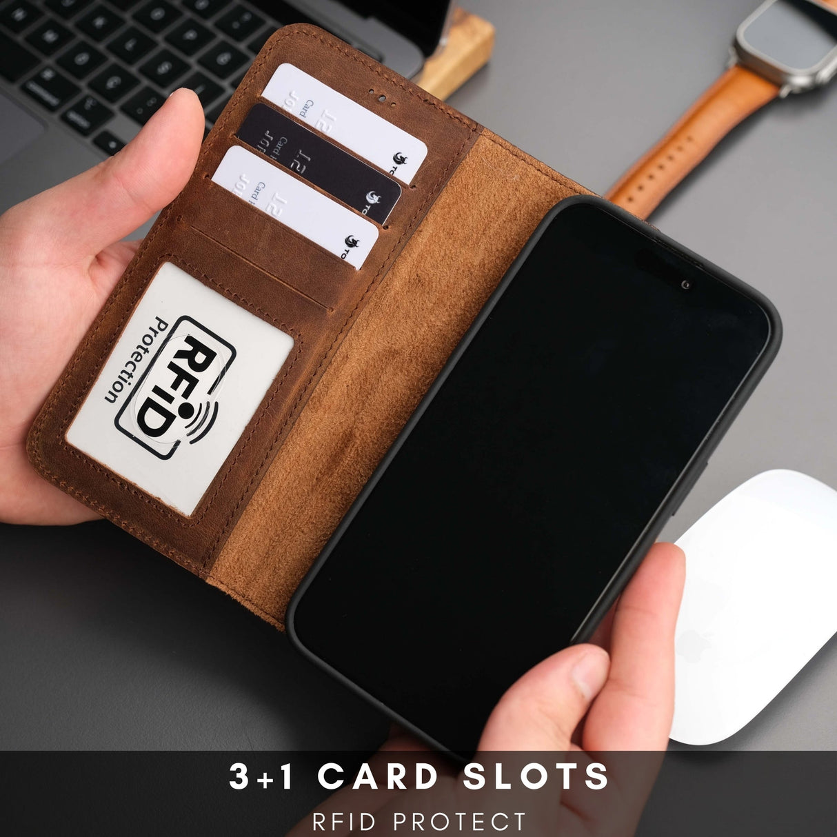 Casper Leather iPhone 15 Wallet Case | Detachable MagSafe Compatible RFID Protection