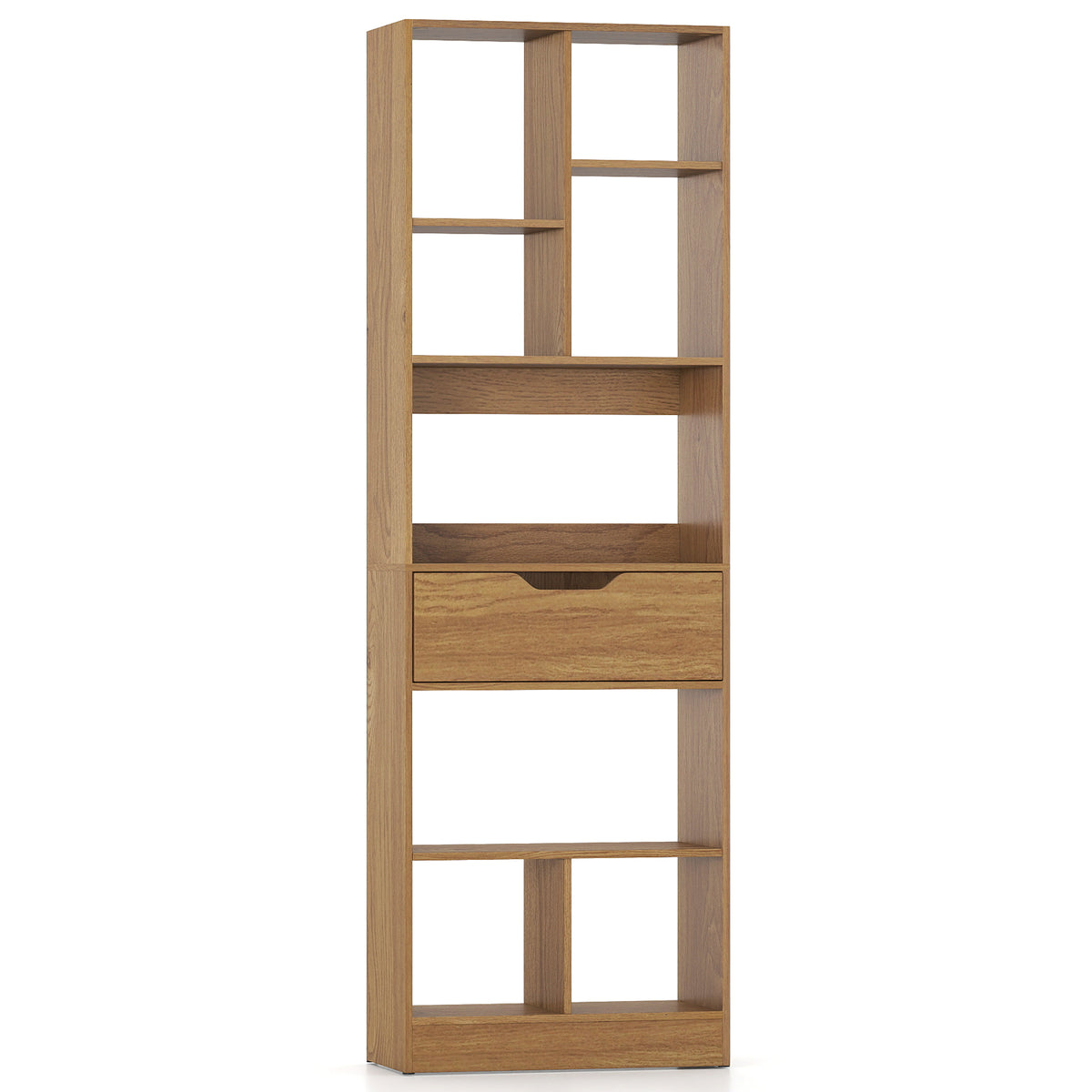 61inch Tall Freestanding Bookcase with Drawer 8-Cube Storage Organizer