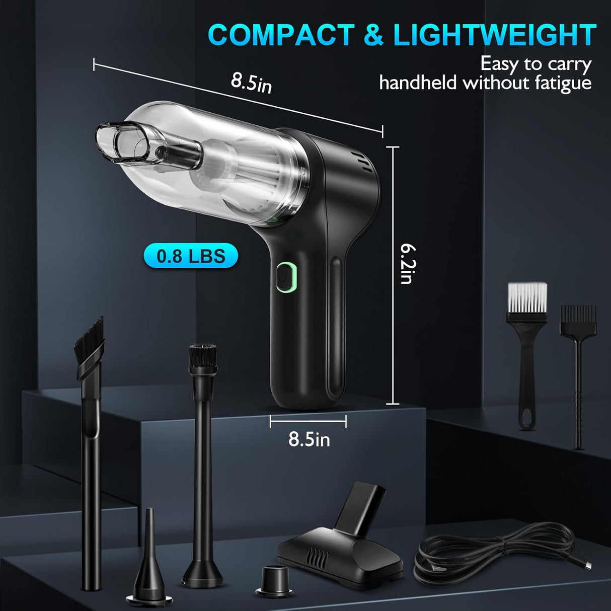 DEIFO 3-in-1 Cordless Car Vacuum: Blow, Suction, Inflate for Home & Car Cleaning