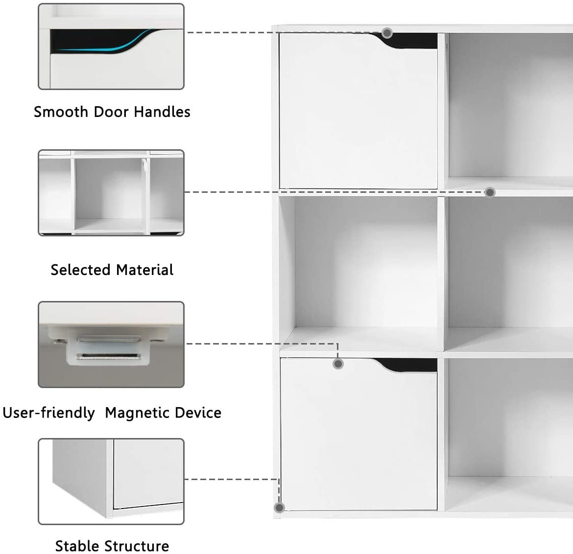 Free Standing 9 Cube Storage Wood Divider Bookcase for Home and Office