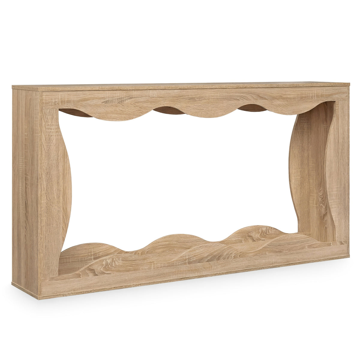 Console Table 2-Tier Narrow Entryway Table with Wavy Edge Storage Shelf