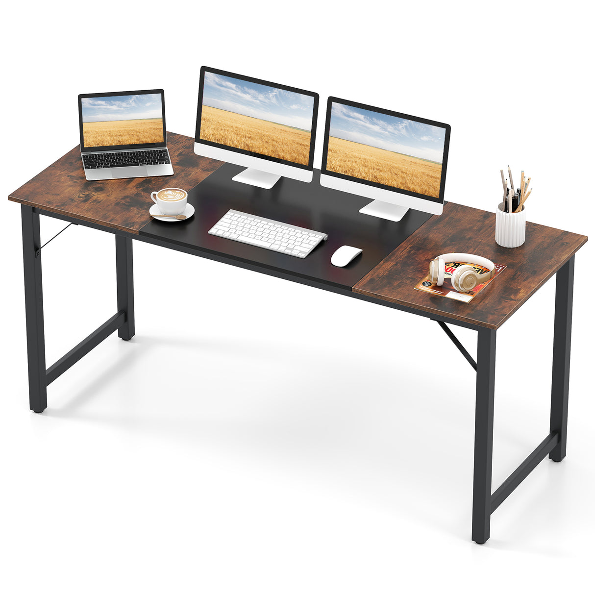 63 Inch Modern Splice Computer Desk with Heavy Duty Steel Frame