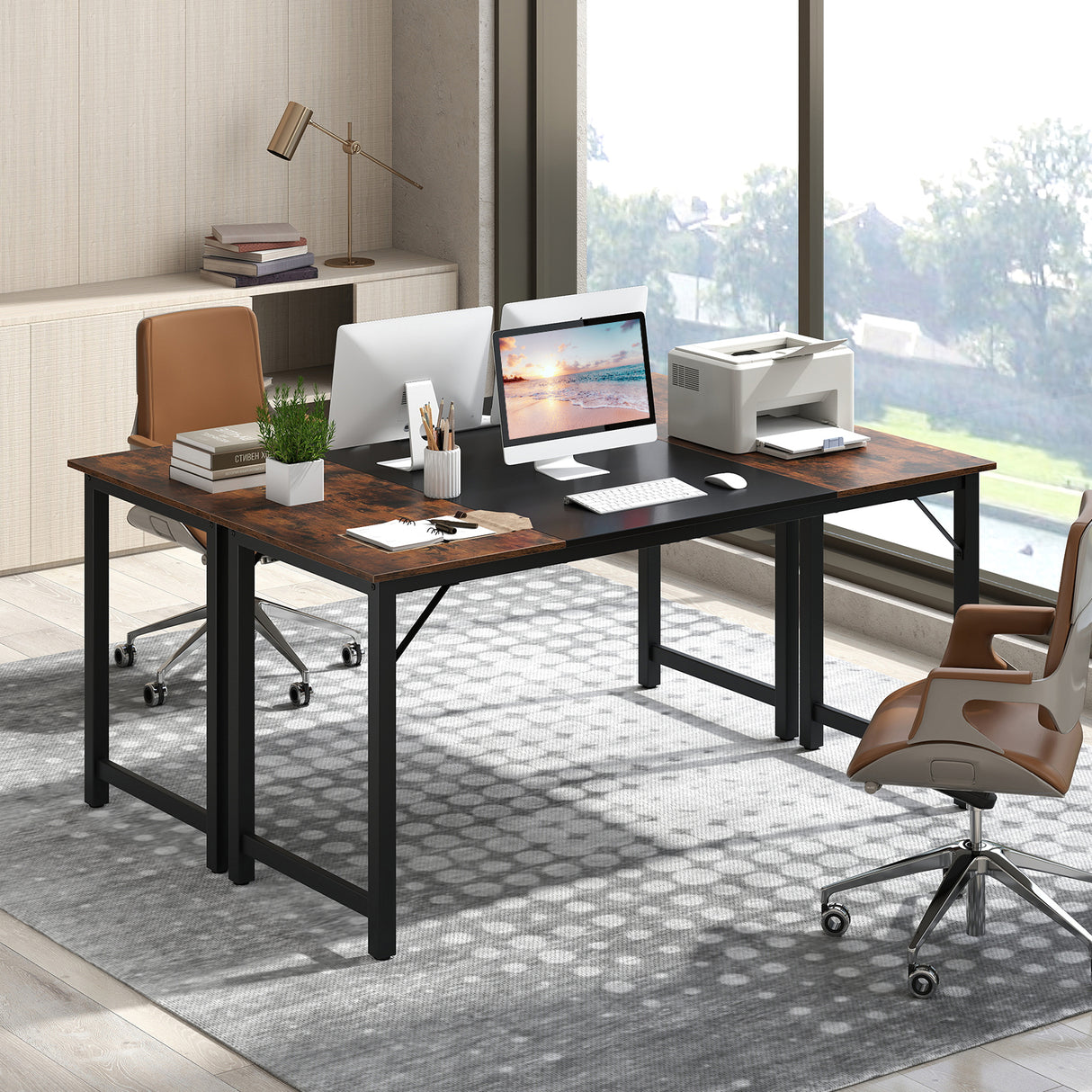 63 Inch Modern Splice Computer Desk with Heavy Duty Steel Frame