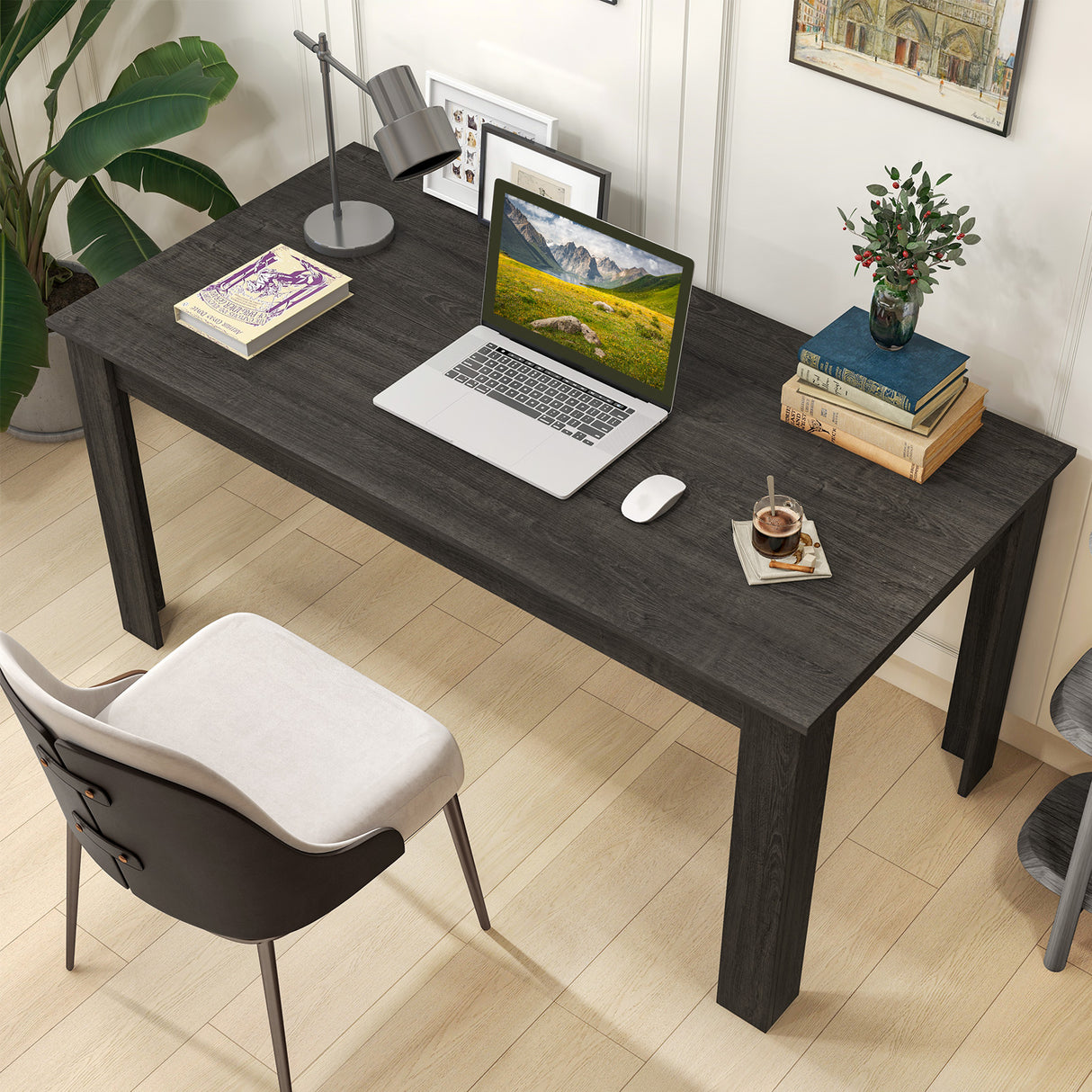 63 Inch Rectangular Modern Dining Kitchen Table for 6 People