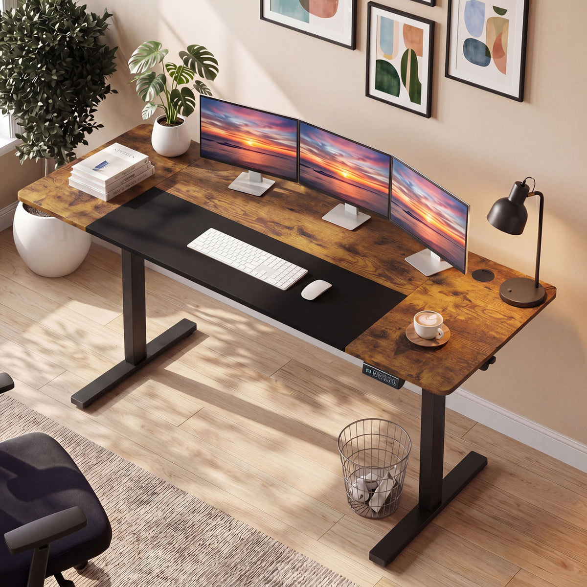 63 x 24 Inch Height Adjustable Sit Stand Computer Desk with 3 Memory Presets