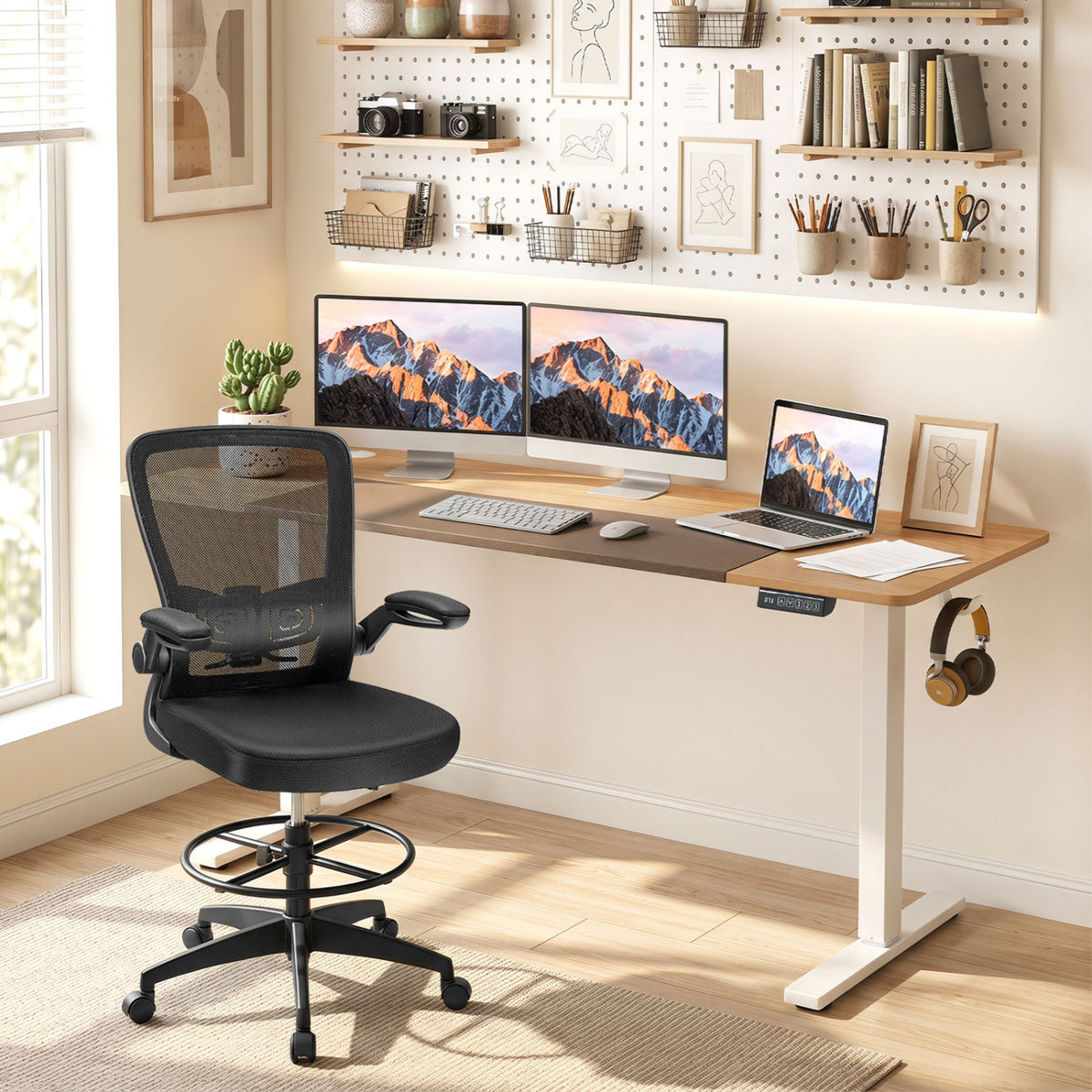 63 x 24 Inch Height Adjustable Sit Stand Computer Desk with 3 Memory Presets