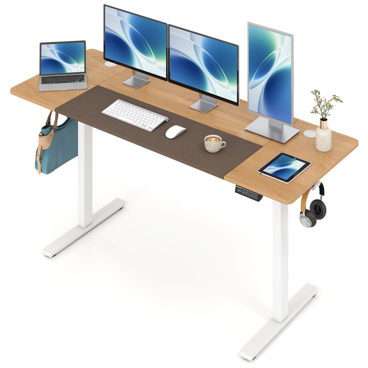 63 x 24 Inch Height Adjustable Sit Stand Computer Desk with 3 Memory Presets