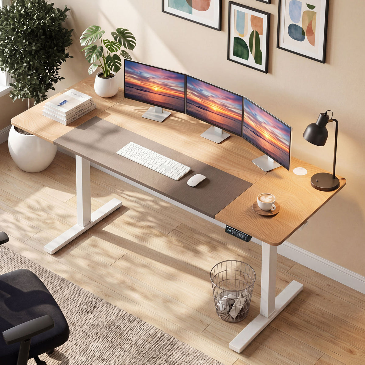 63 x 24 Inch Height Adjustable Sit Stand Computer Desk with 3 Memory Presets
