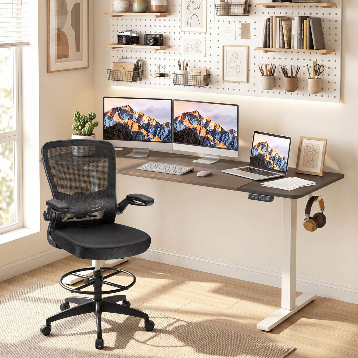63 x 24 Inch Height Adjustable Sit Stand Computer Desk with 3 Memory Presets