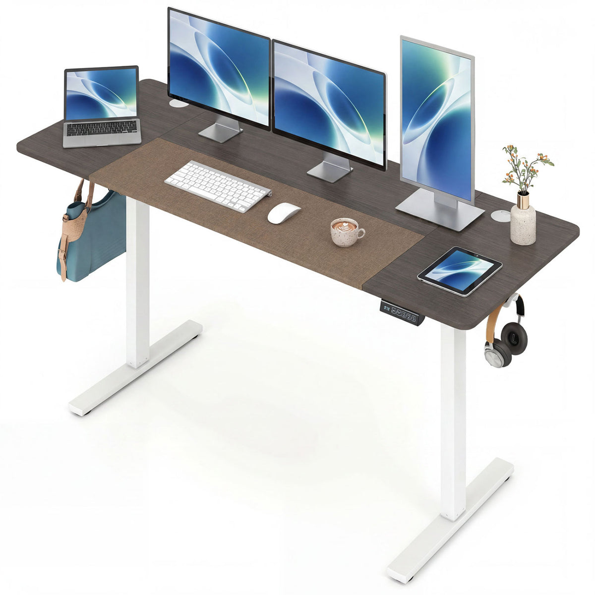 63 x 24 Inch Height Adjustable Sit Stand Computer Desk with 3 Memory Presets
